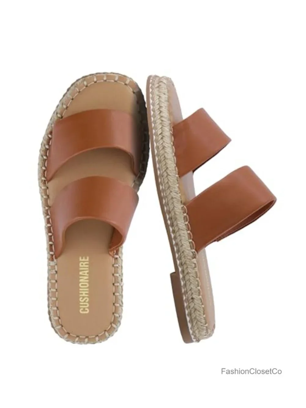 Double Strap Slide Sandals with Cushion Footbed Jute Sole